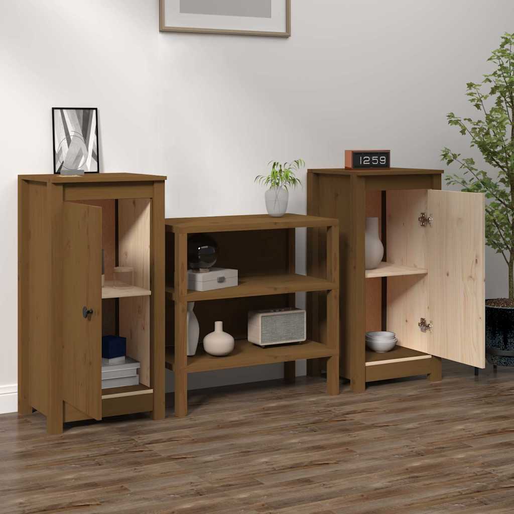 Skjenker 2 stk honningbrun 39x35x80 cm heltre furu