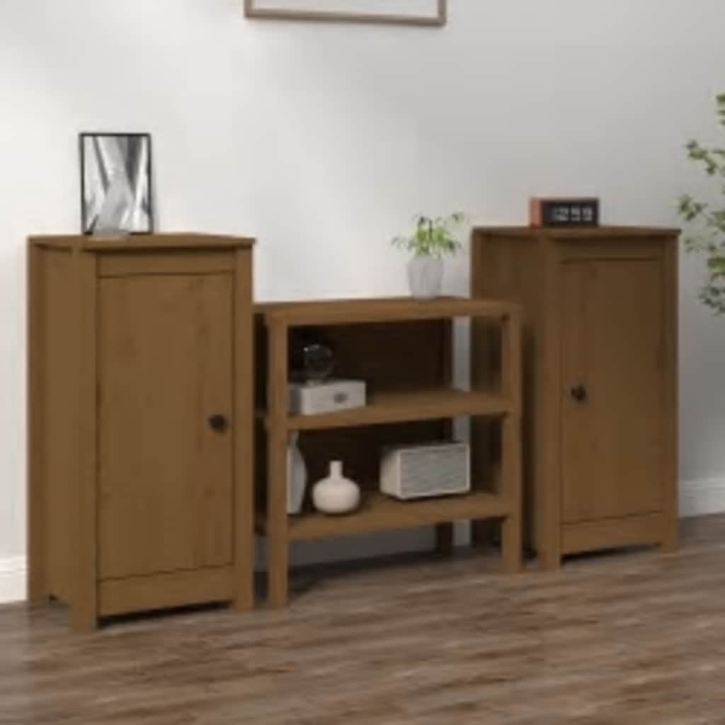 Skjenker 2 stk honningbrun 39x35x80 cm heltre furu