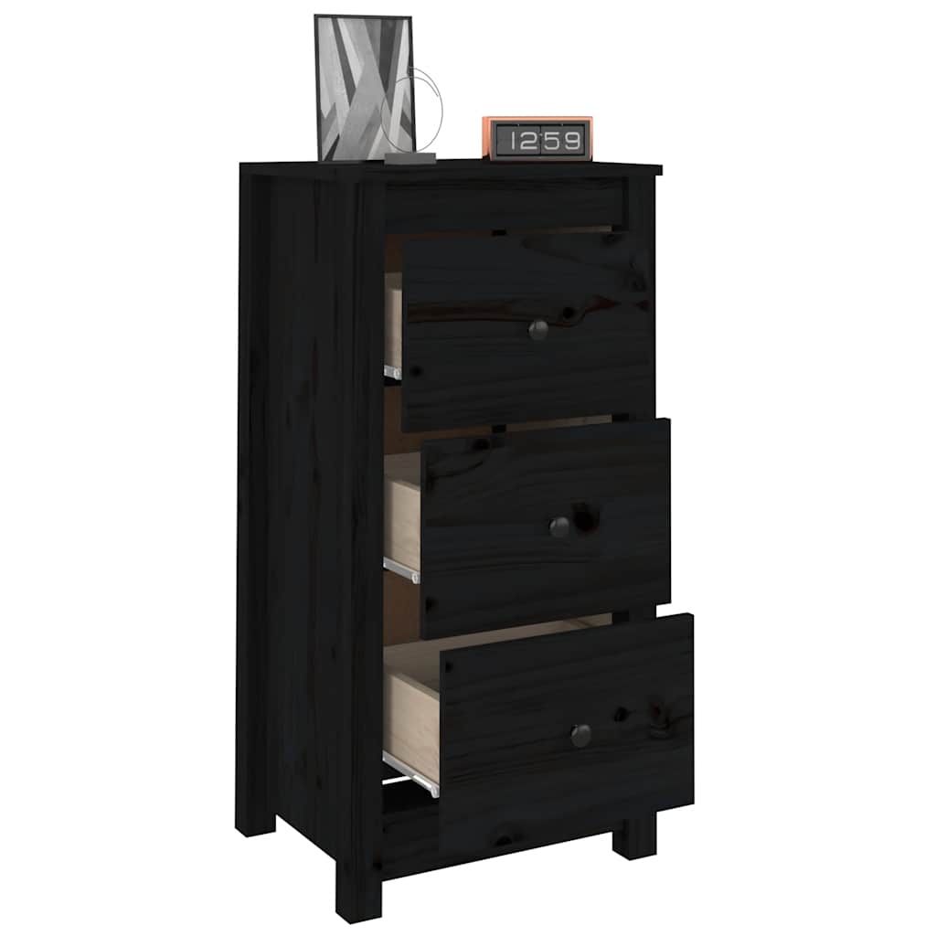 Skjenker 2 stk svart 40x35x80 cm heltre furu