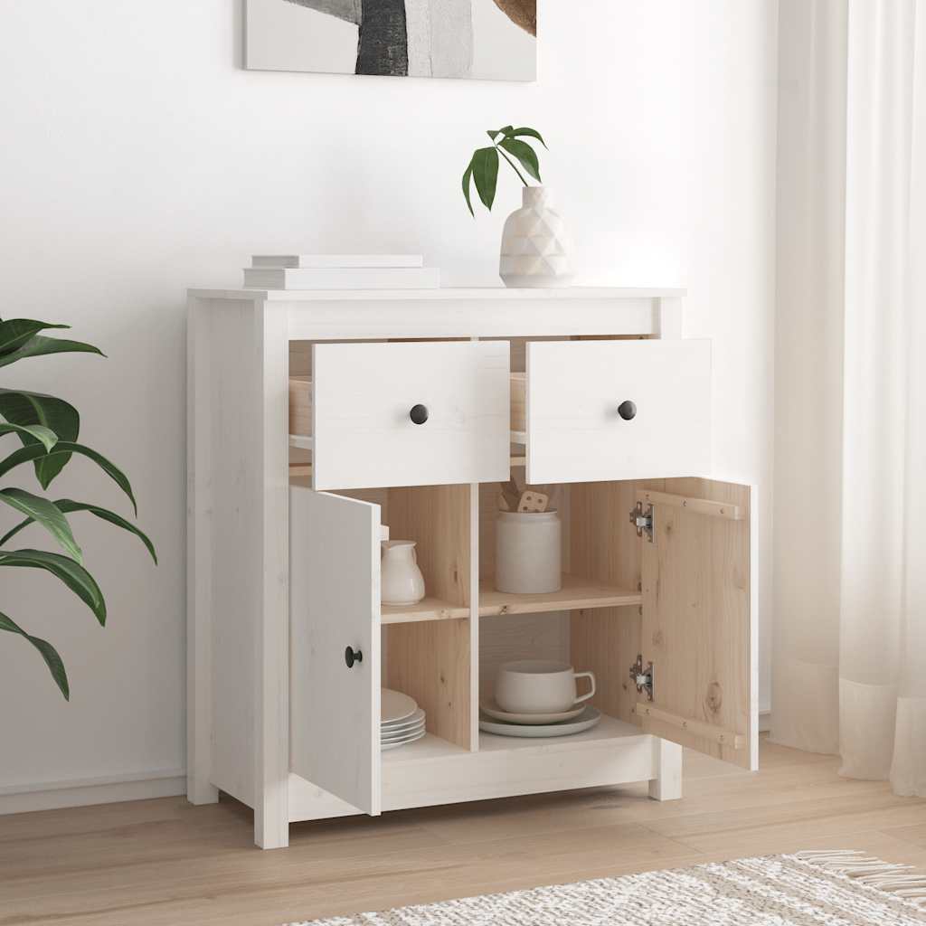 Skjenk hvit 70x35x80 cm heltre furu