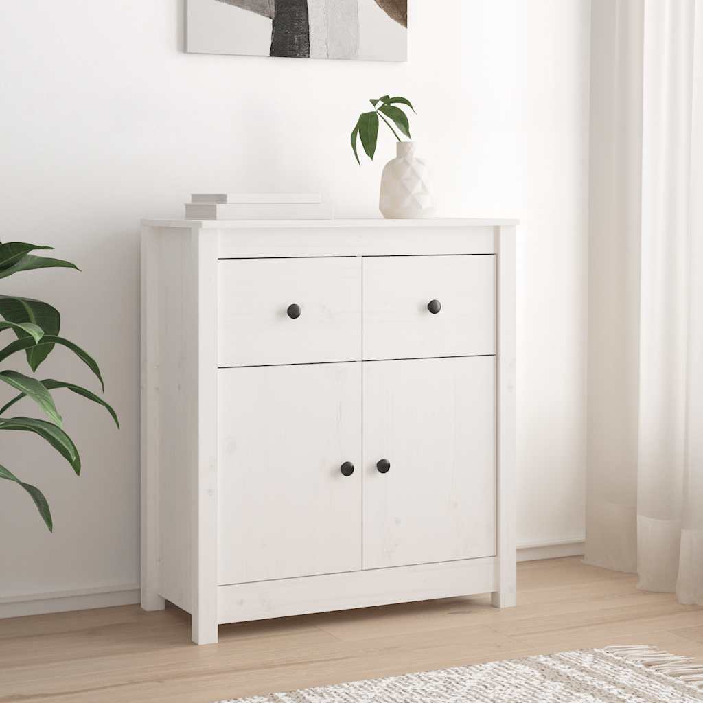 Skjenk hvit 70x35x80 cm heltre furu