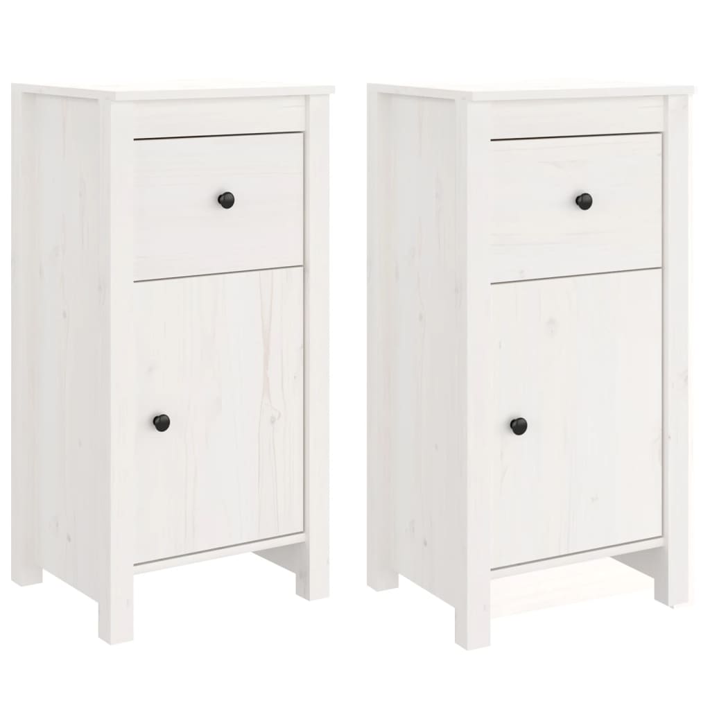 Skjenker 2 stk hvit 40x35x80 cm heltre furu