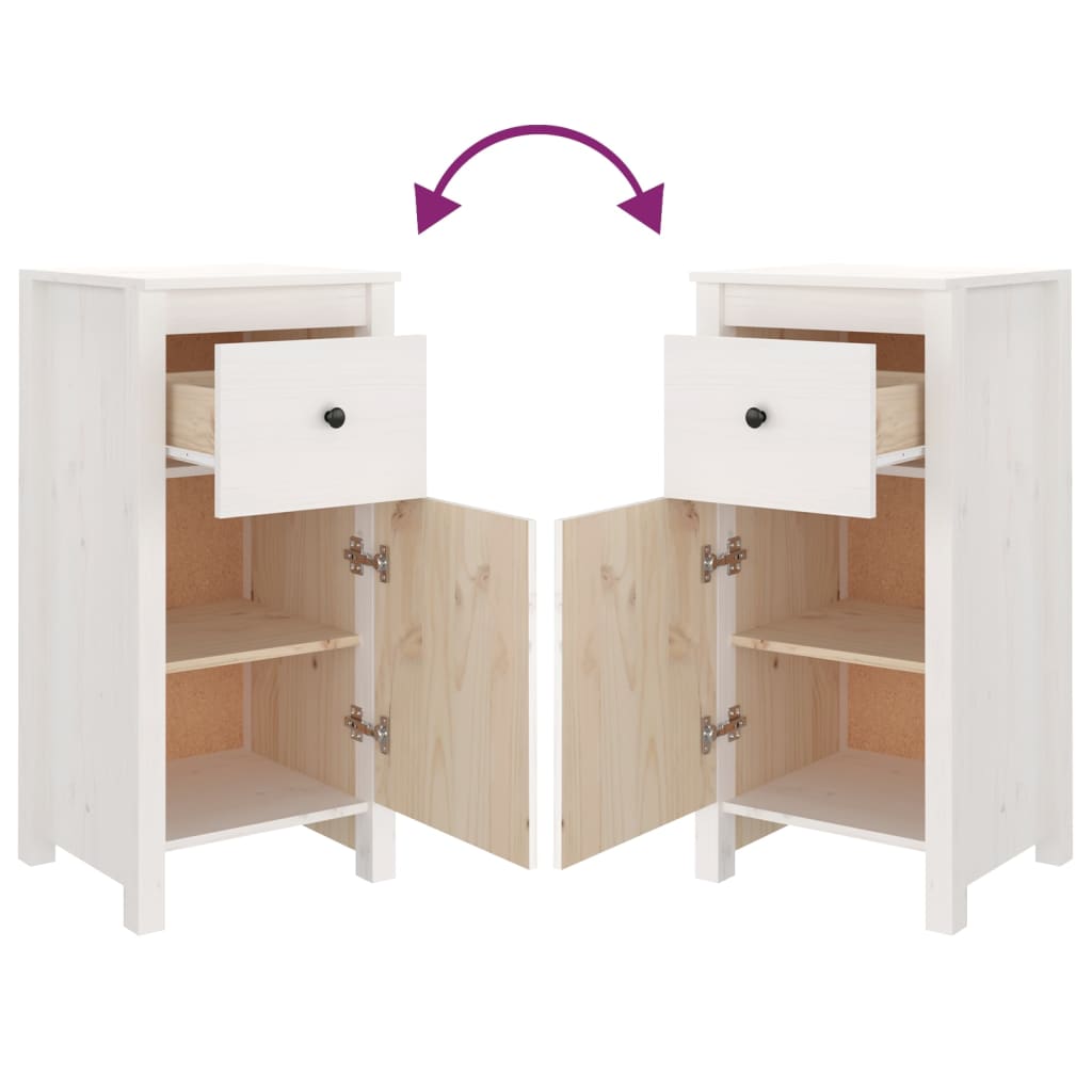 Skjenker 2 stk hvit 40x35x80 cm heltre furu