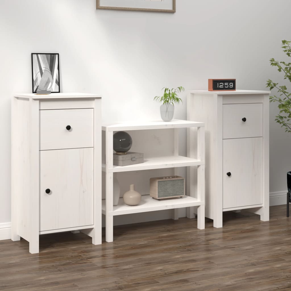 Skjenker 2 stk hvit 40x35x80 cm heltre furu