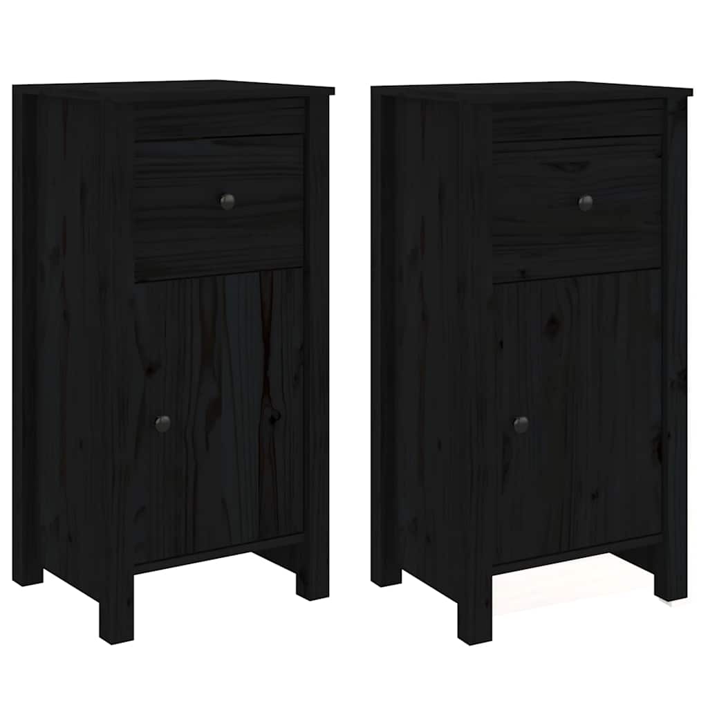 Skjenker 2 stk svart 40x35x80 cm heltre furu
