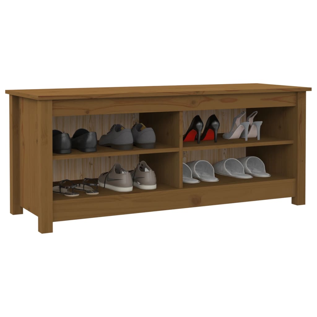 Skobenk honningbrun 110x38x45,5 cm heltre furu