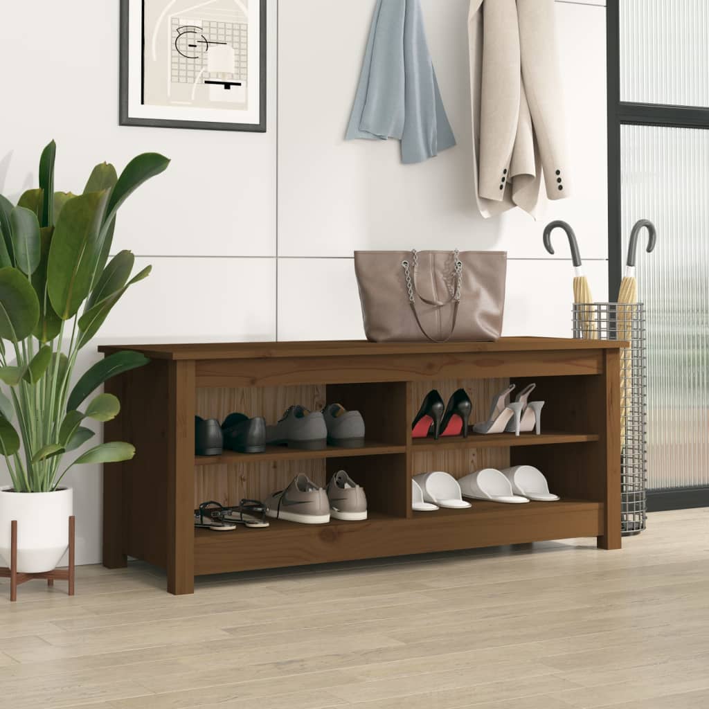 Skobenk honningbrun 110x38x45,5 cm heltre furu
