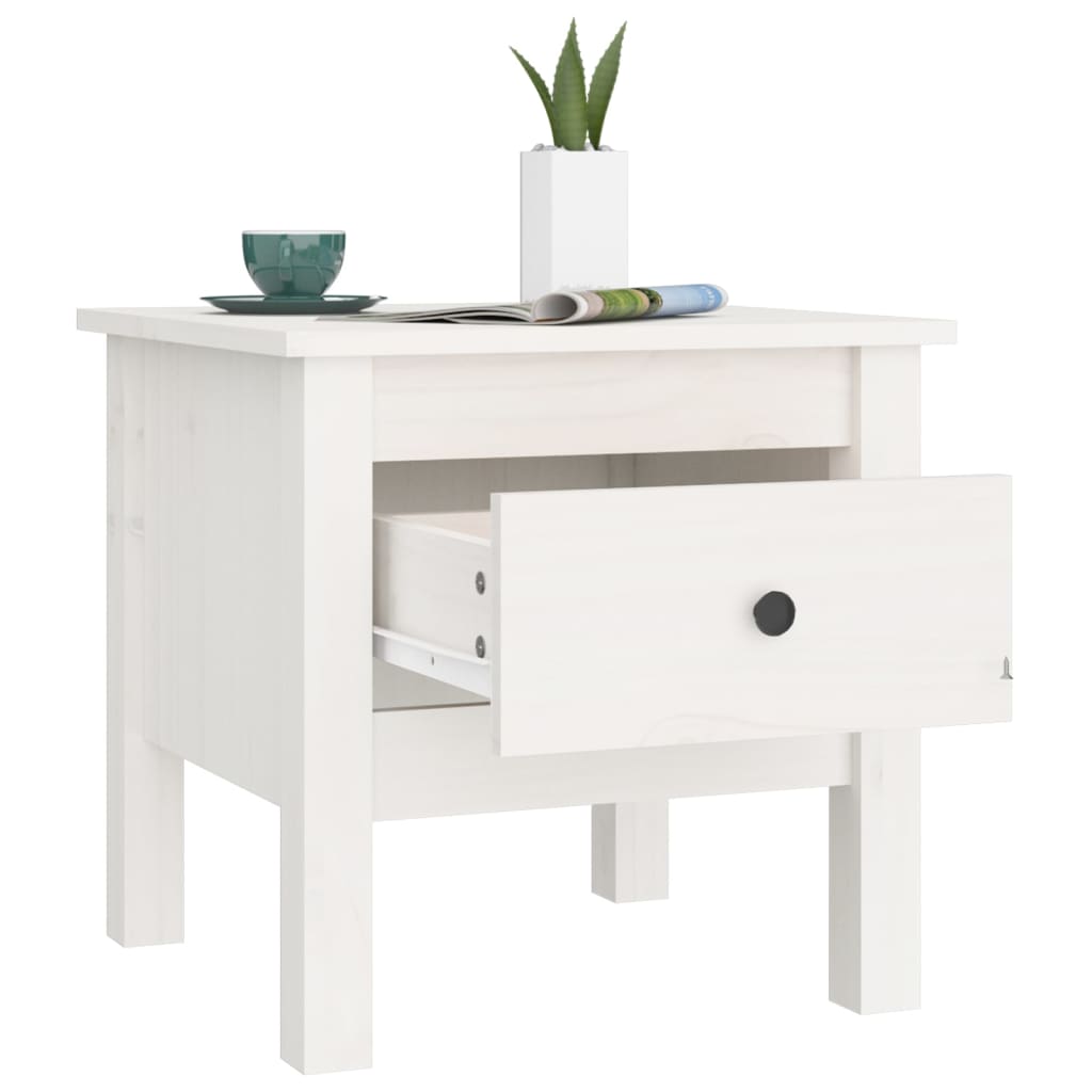 Salongbord hvit 40x40x39 cm heltre furu