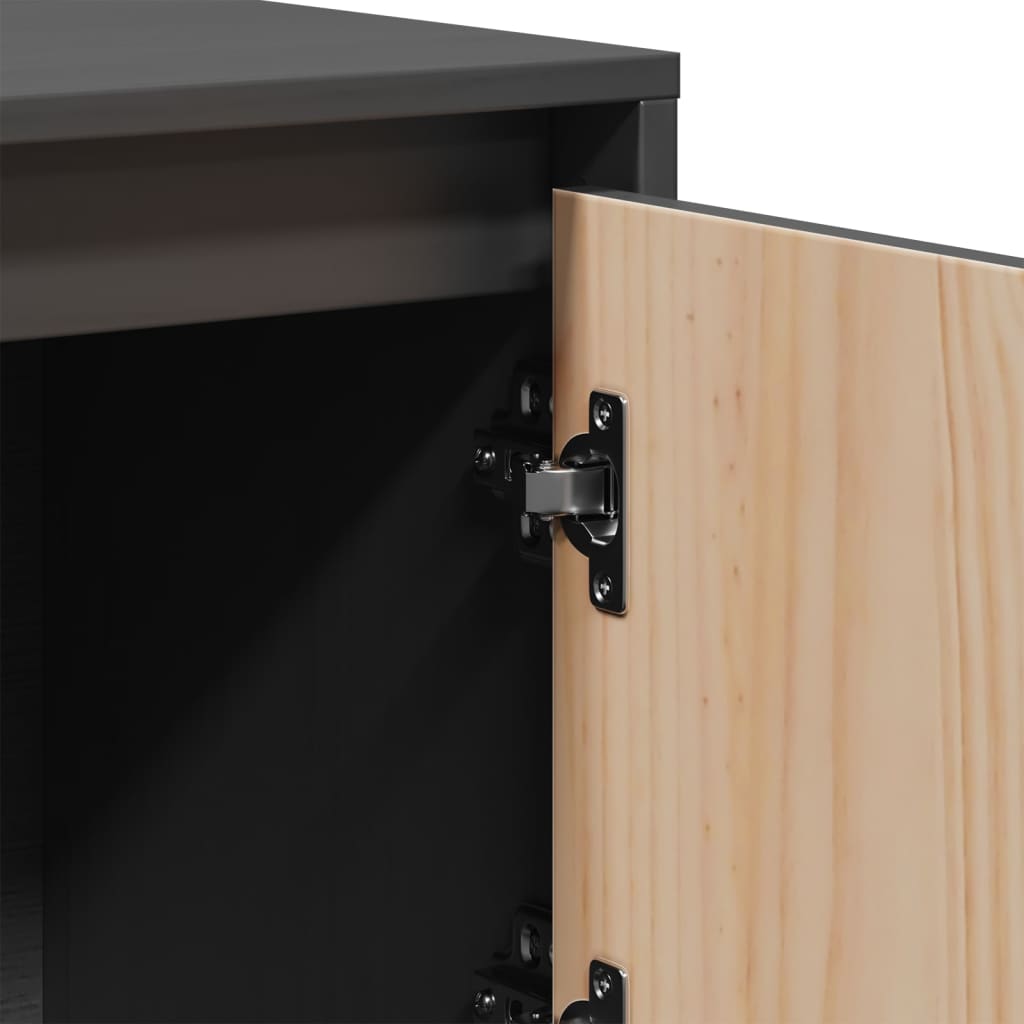 Highboard grå 110,5x35x117 cm heltre furu