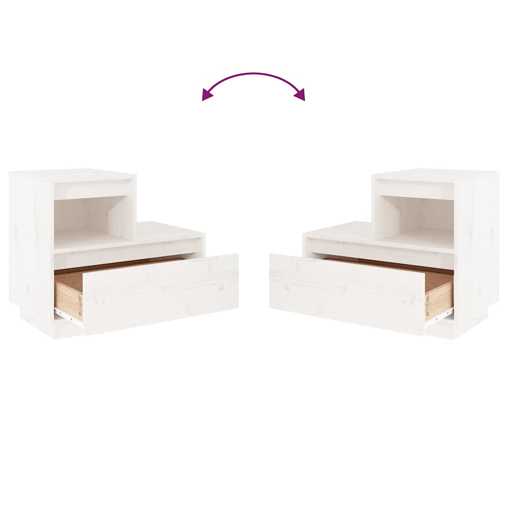 Nattbord 2 stk hvit 60x34x51 cm heltre furu