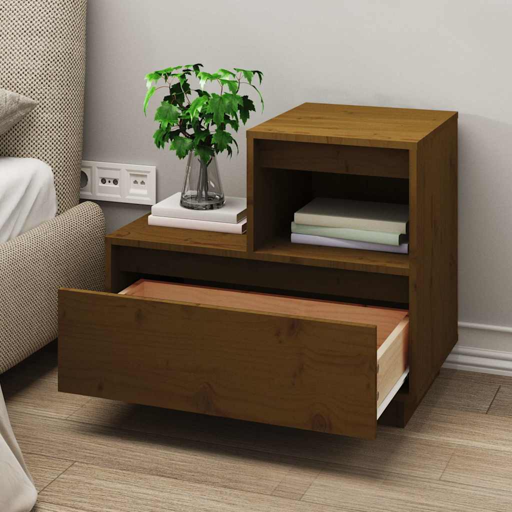 Nattbord 2 stk honningbrun 60x34x51 cm heltre furu