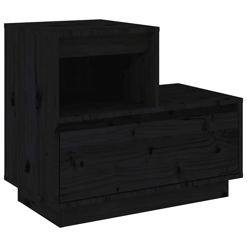 Nattbord 2 stk svart 60x34x51 cm heltre furu