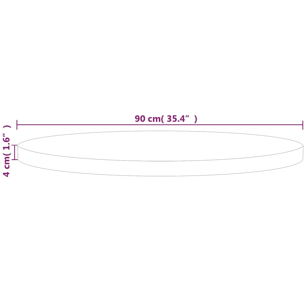 Rund bordplate Ø90x4 cm ubehandlet heltre eik