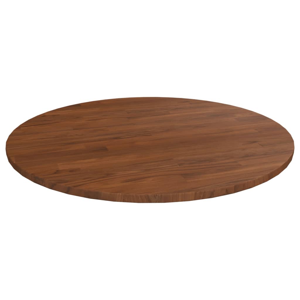 Rund bordplate mørkebrun Ø80x1,5 cm behandlet heltre eik