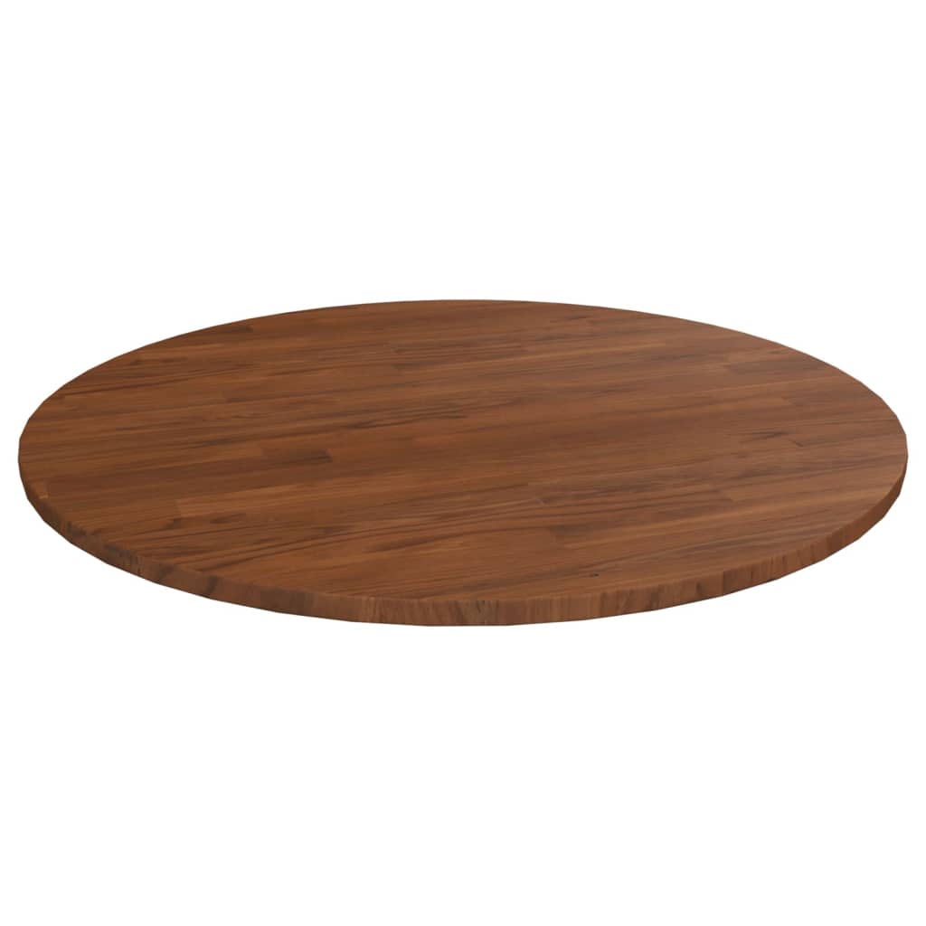 Rund bordplate mørkebrun Ø90x1,5 cm behandlet heltre eik