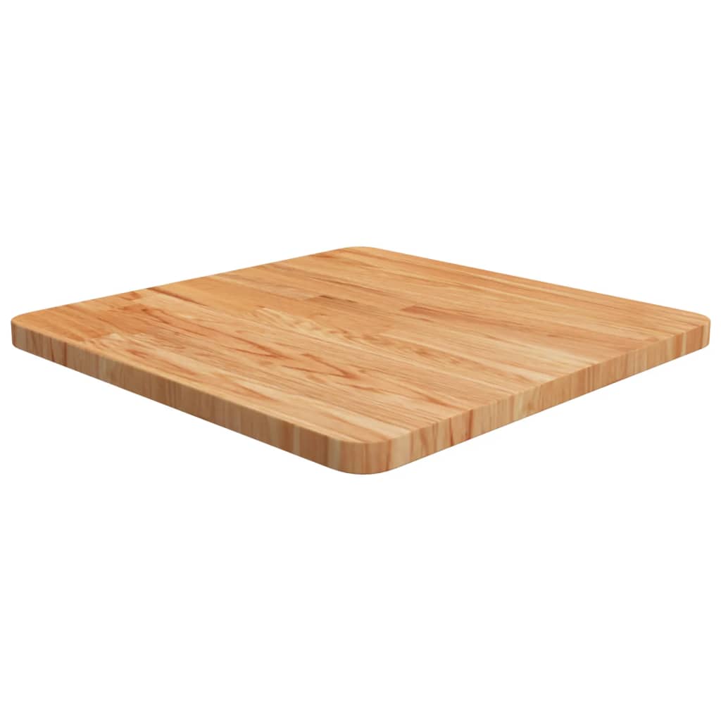 Firkantet bordplate lysebrun 50x50x2,5 cm behandlet heltre eik