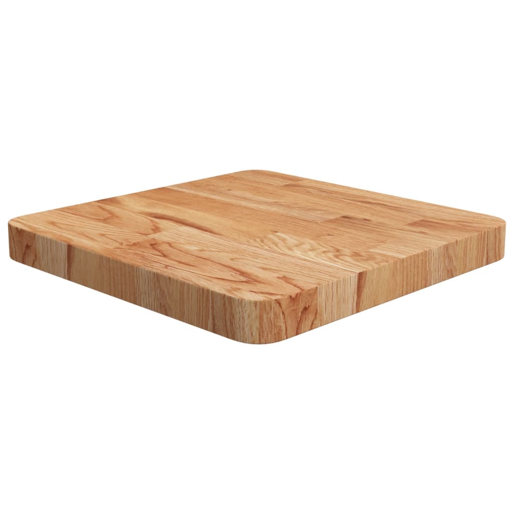 Firkantet bordplate lysebrun 40x40x4 cm behandlet heltre eik