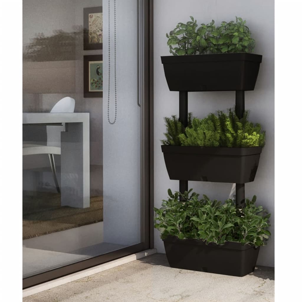 Plantekasser 3 stk 100 cm antrasitt