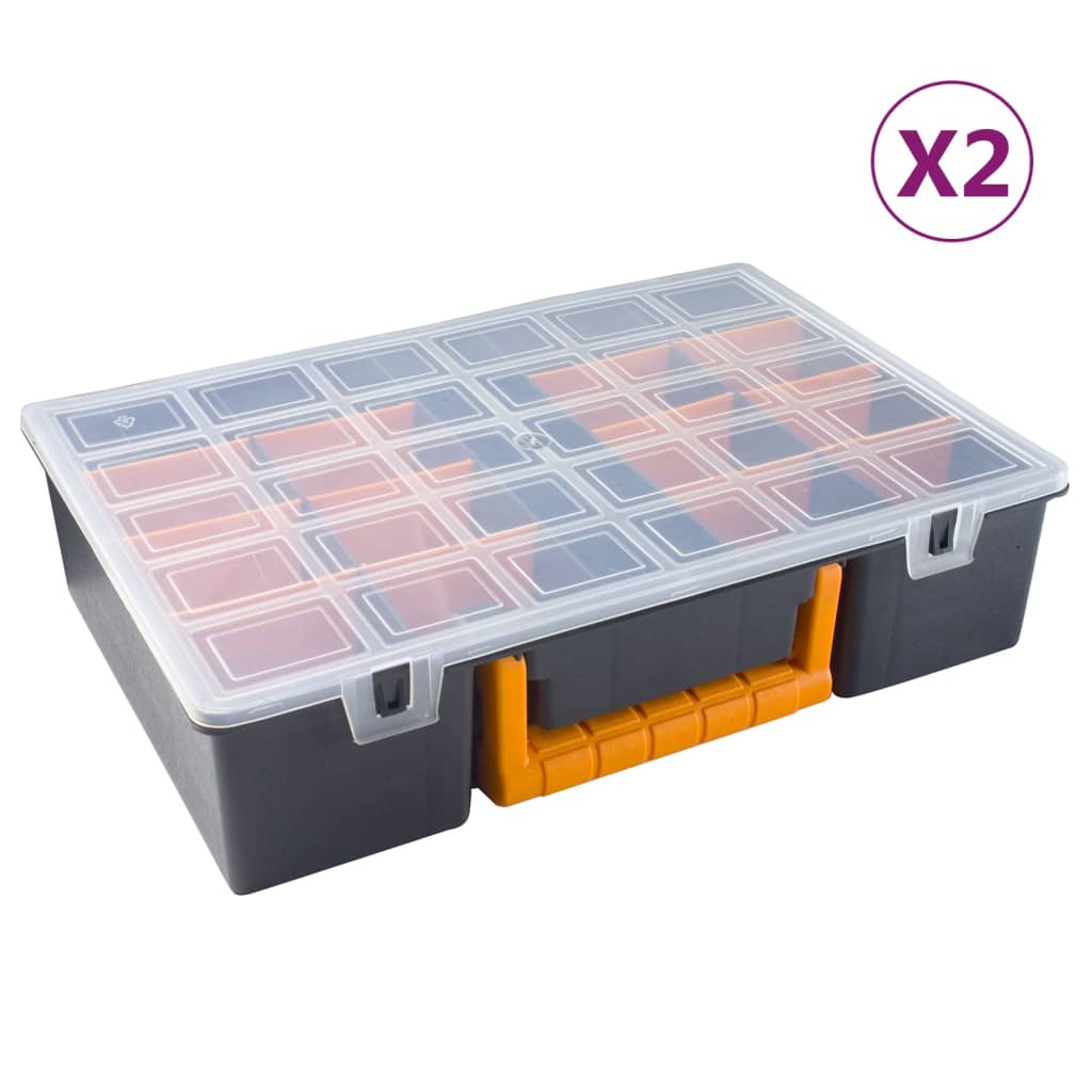 Sorteringsbokser 2 stk med avtakbare avdelere 360x250x85 mm PP