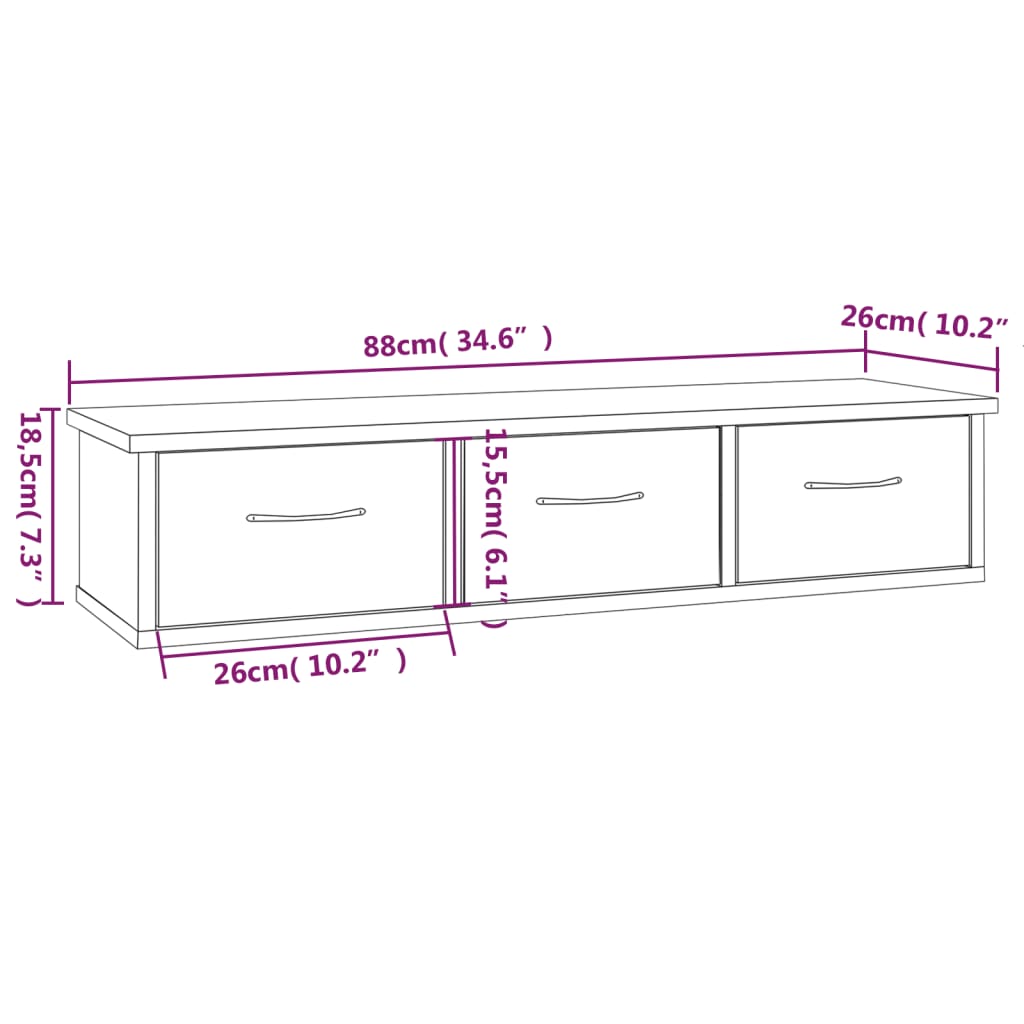 Veggskap grå sonoma eik 88x26x18,5 cm konstruert tre vidaXL