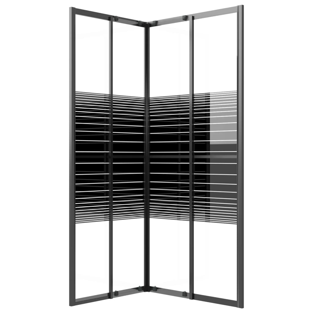 Dusjkabinett striper ESG 90x70x180 cm svart vidaXL