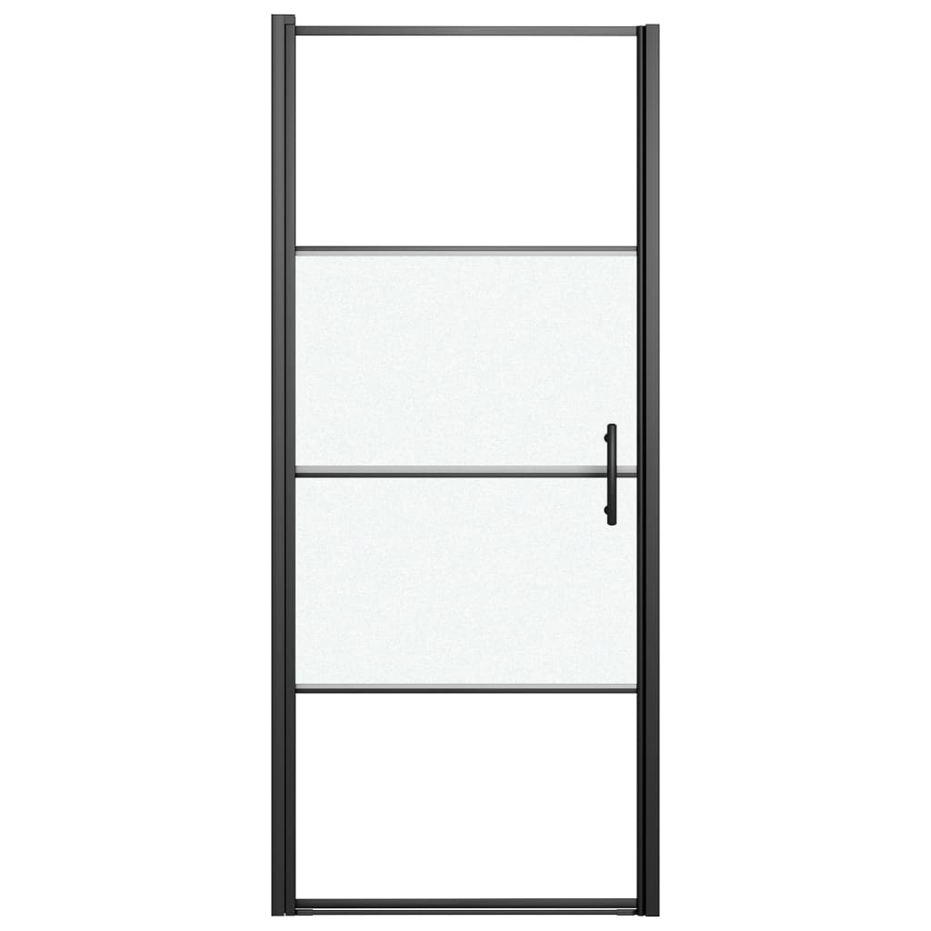 Dusjdør 91x195 cm halvfrostet herdet glass svart