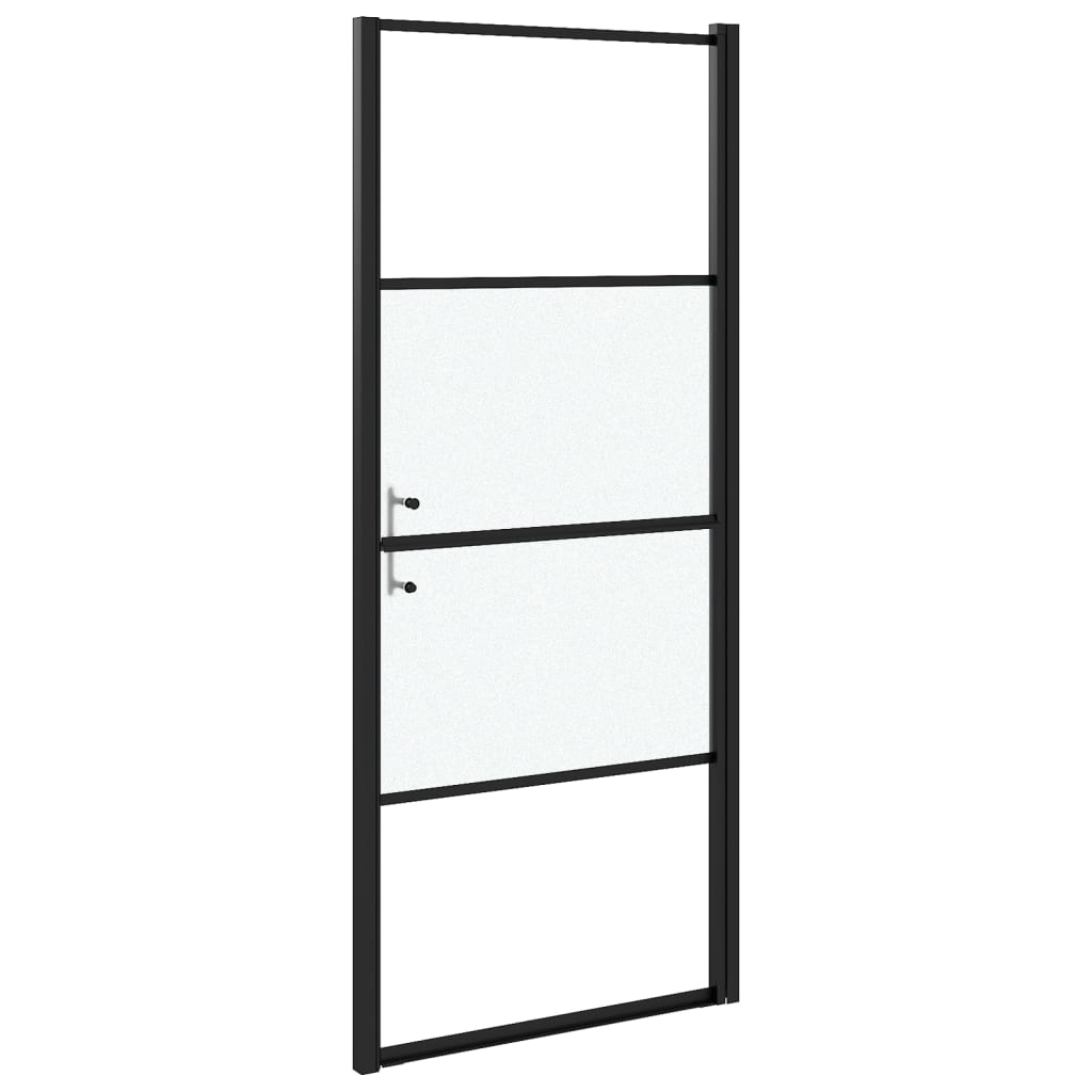 Dusjdør 91x195 cm halvfrostet herdet glass svart
