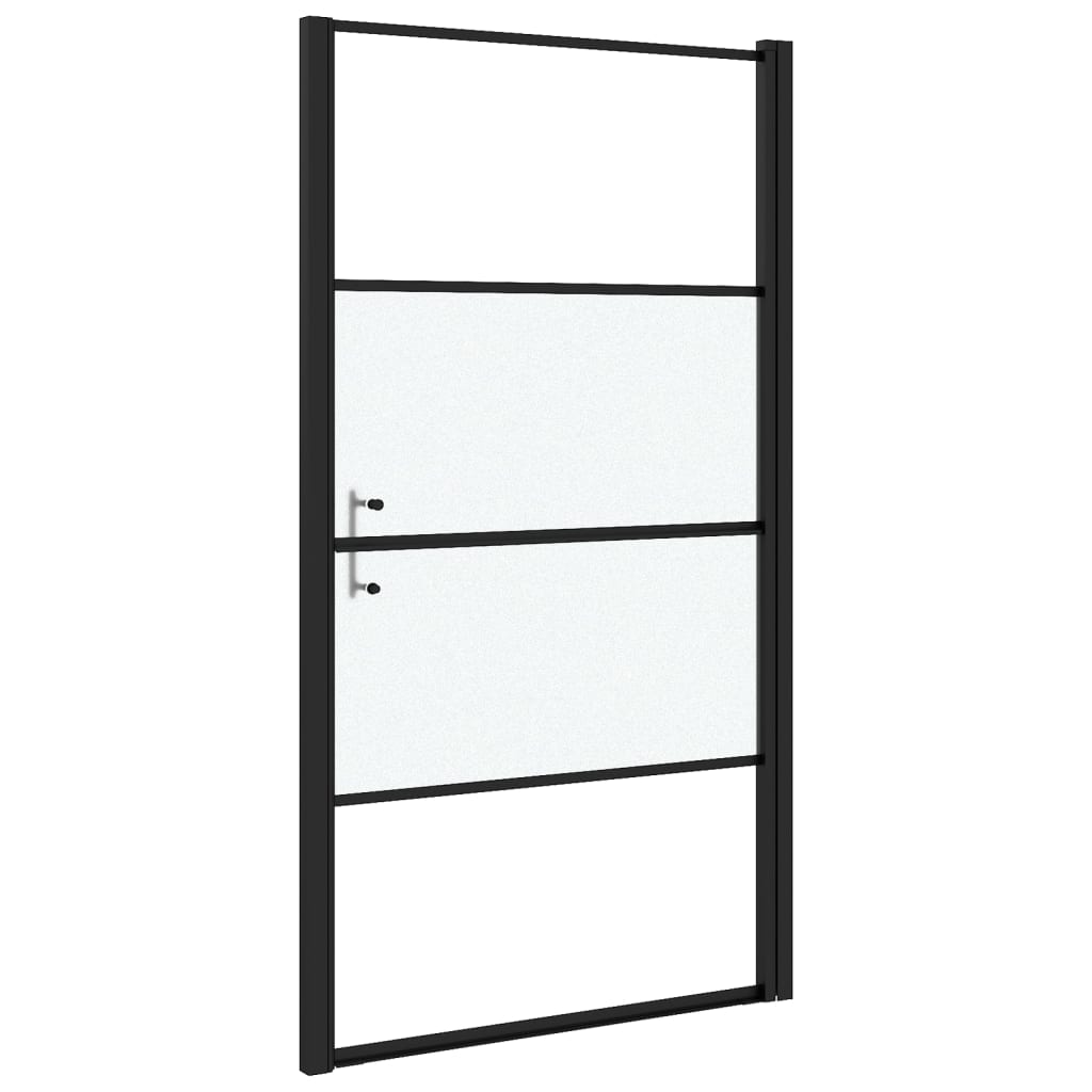 Dusjdør 100x178 cm halvfrostet herdet glass svart