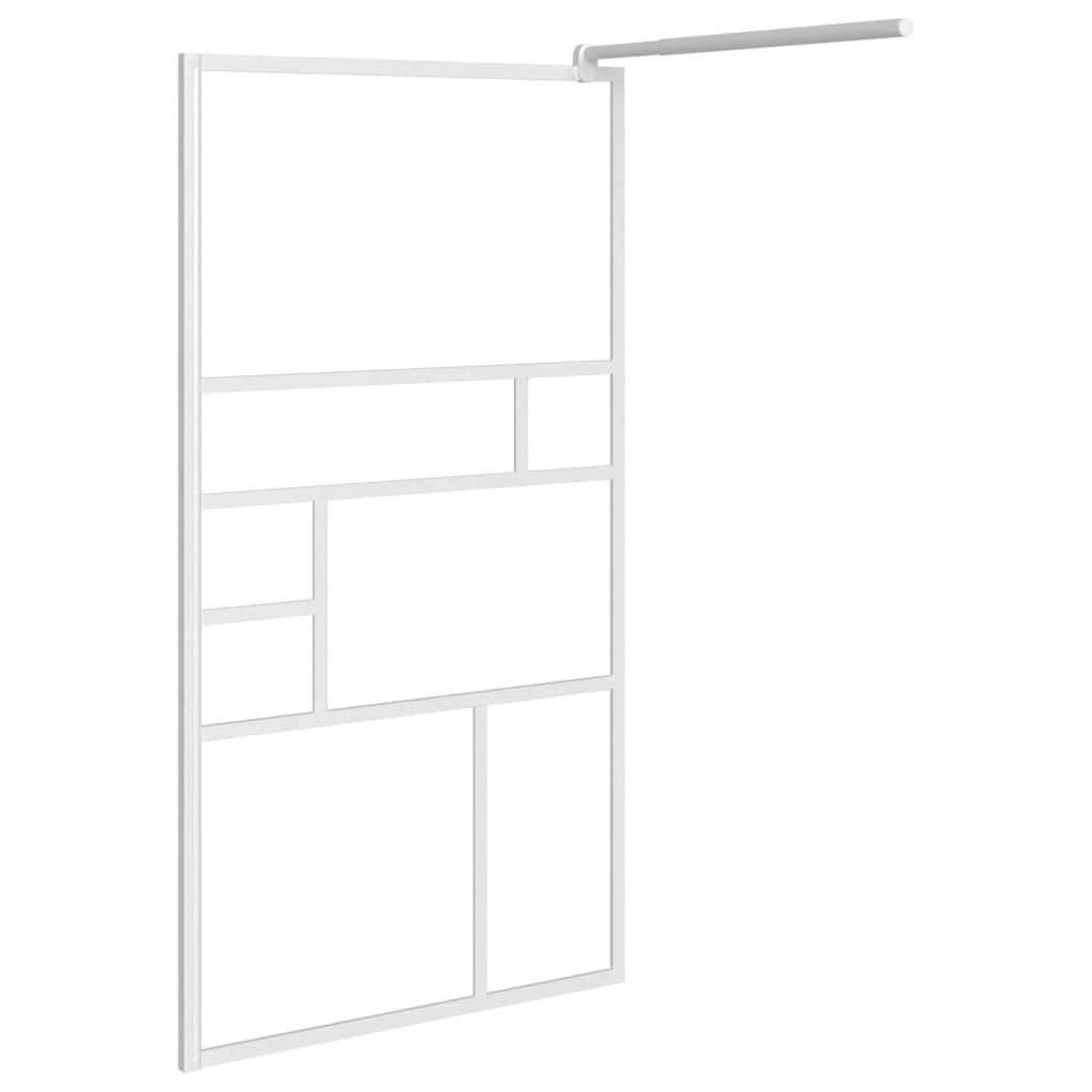 Dusjvegg 115x195 cm ESG-glass hvit