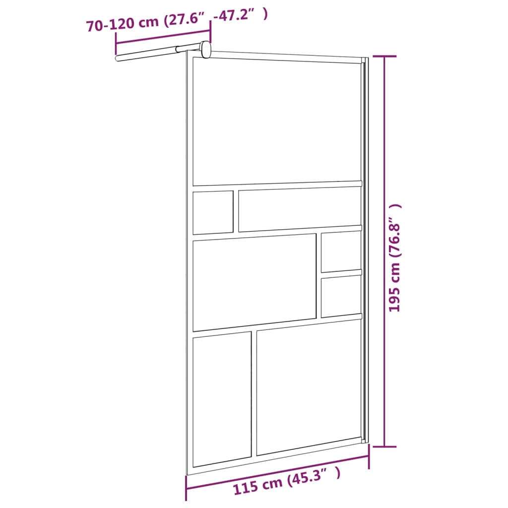 Dusjvegg 115x195 cm ESG-glass hvit