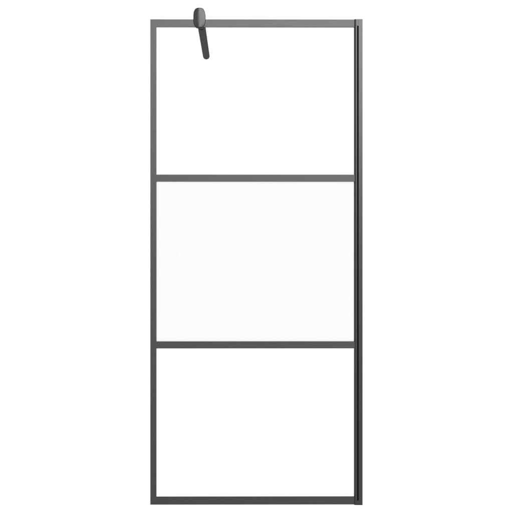 Dusjvegg 90x195 cm halvfrostet ESG-glass svart