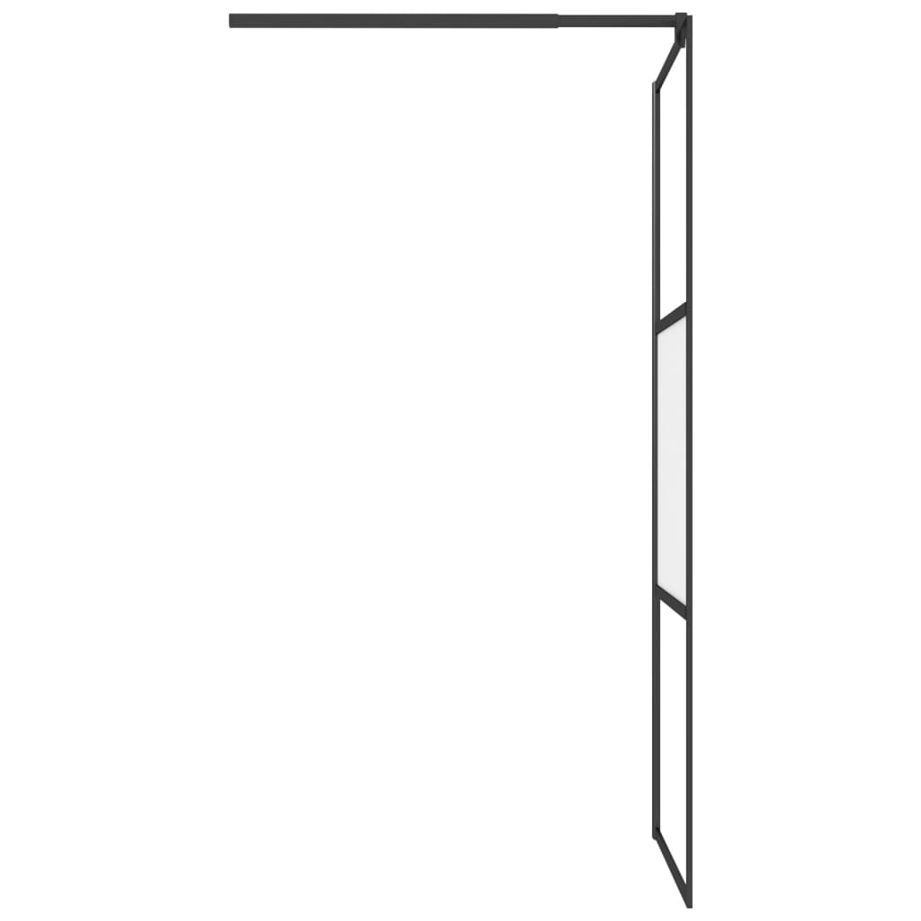 Dusjvegg 90x195 cm halvfrostet ESG-glass svart