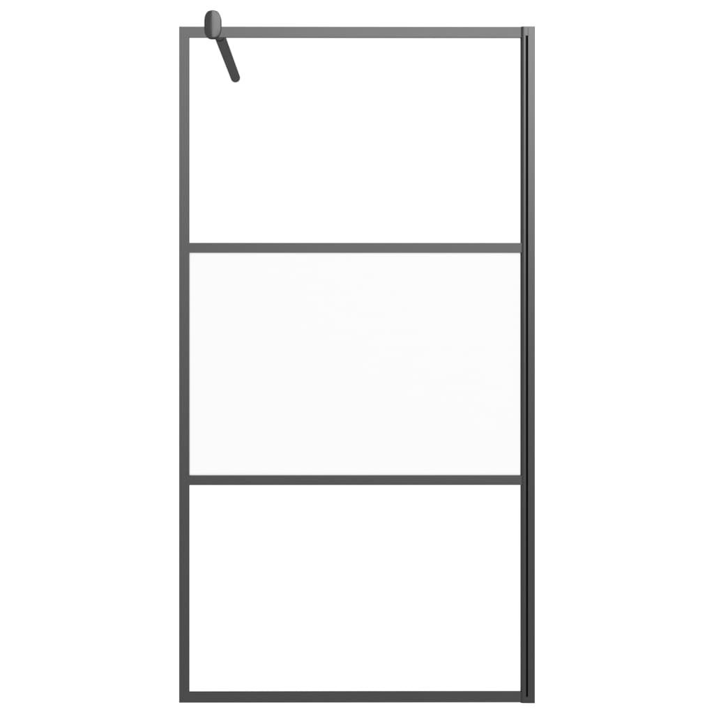 Dusjvegg 100x195 cm halvfrostet ESG-glass svart