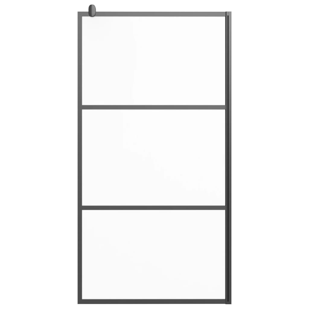 Dusjvegg 100x195 cm frostet ESG-glass svart