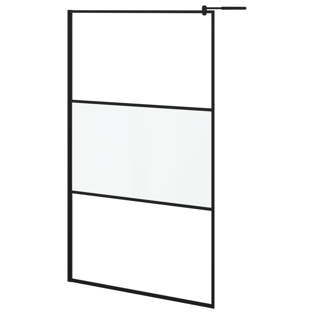 Dusjvegg 115x195 cm frostet ESG-glass svart
