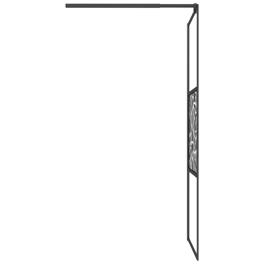 Dusjvegg 90x195 cm ESG-glass med steindesign svart