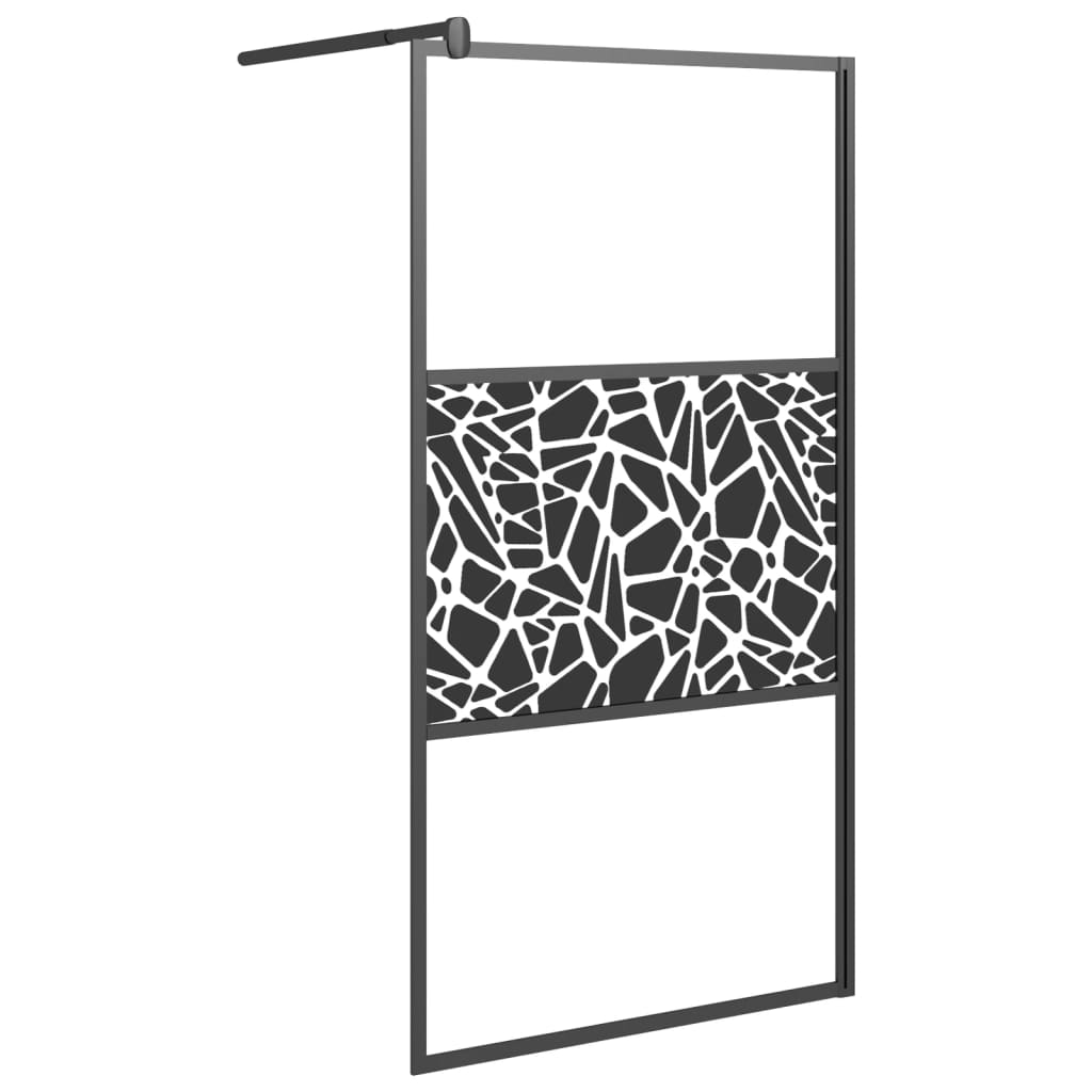 Dusjvegg 100x195 cm ESG-glass med steindesign svart
