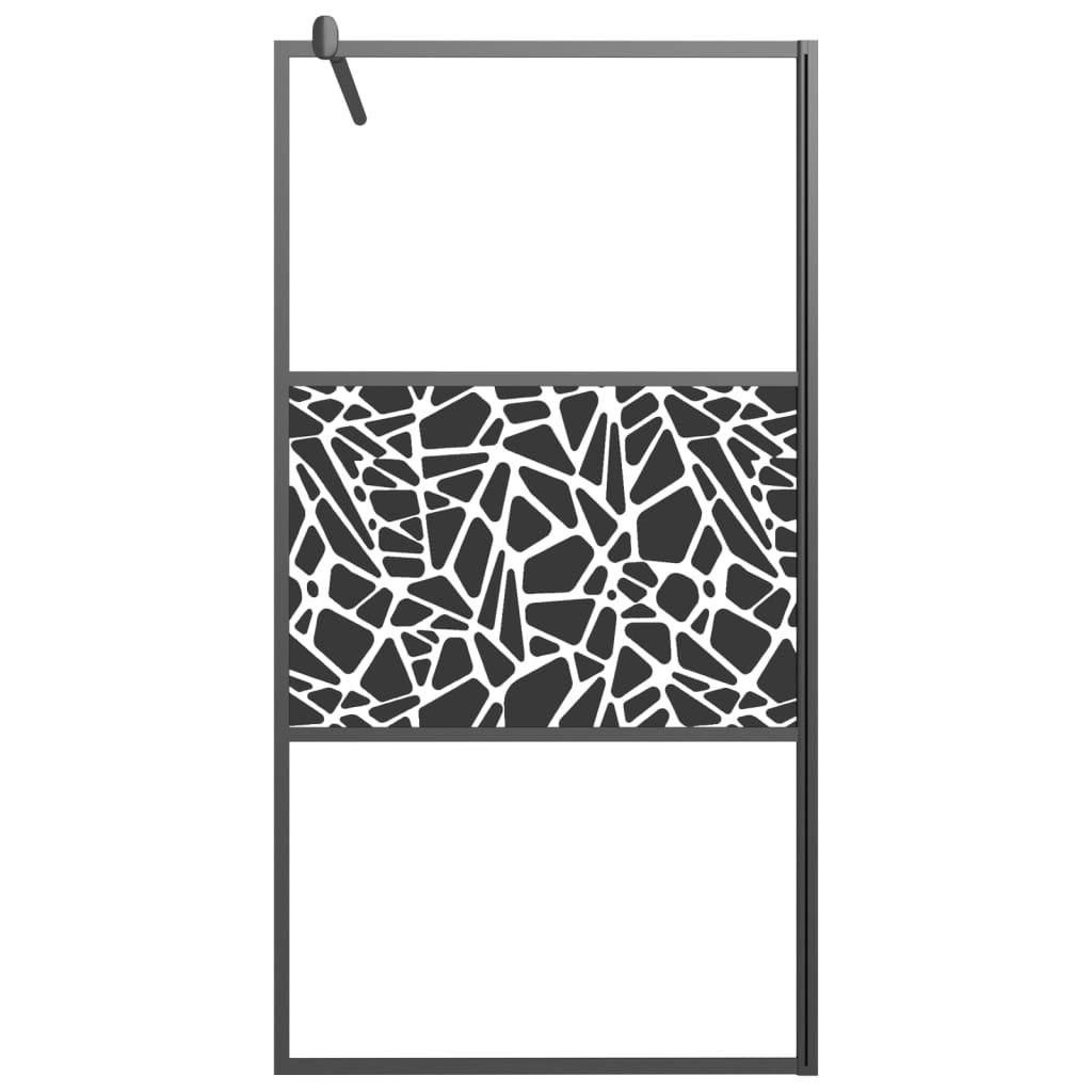 Dusjvegg 100x195 cm ESG-glass med steindesign svart