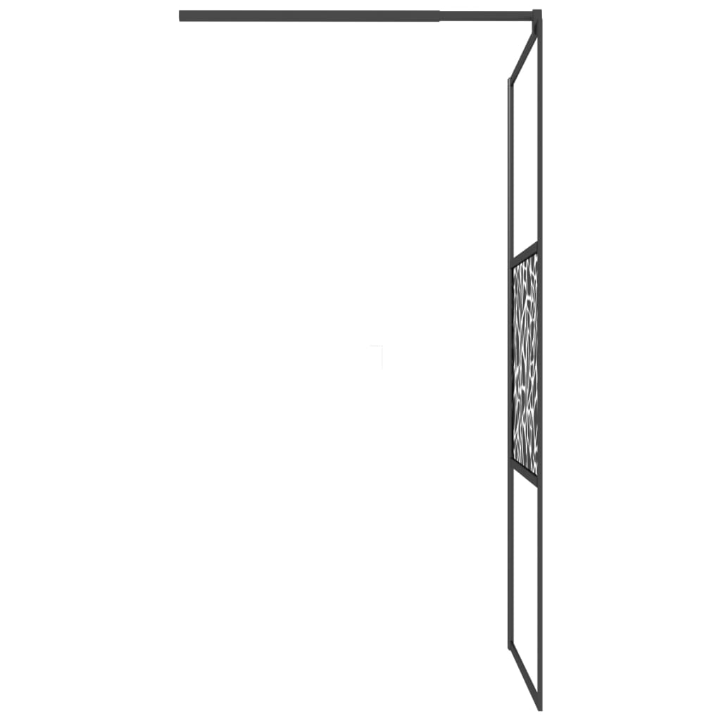 Dusjvegg 100x195 cm ESG-glass med steindesign svart
