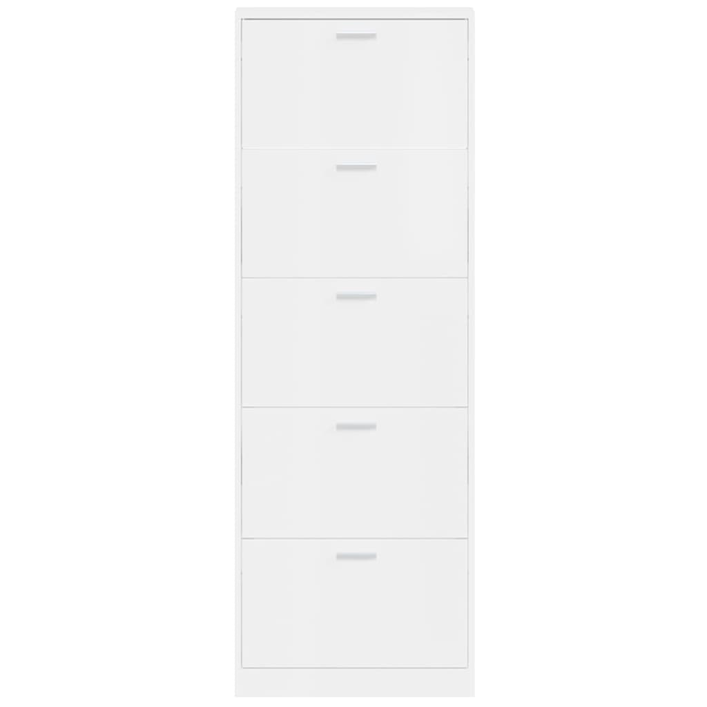 Skoskap høyglans hvit 59x17x169 cm konstruert tre