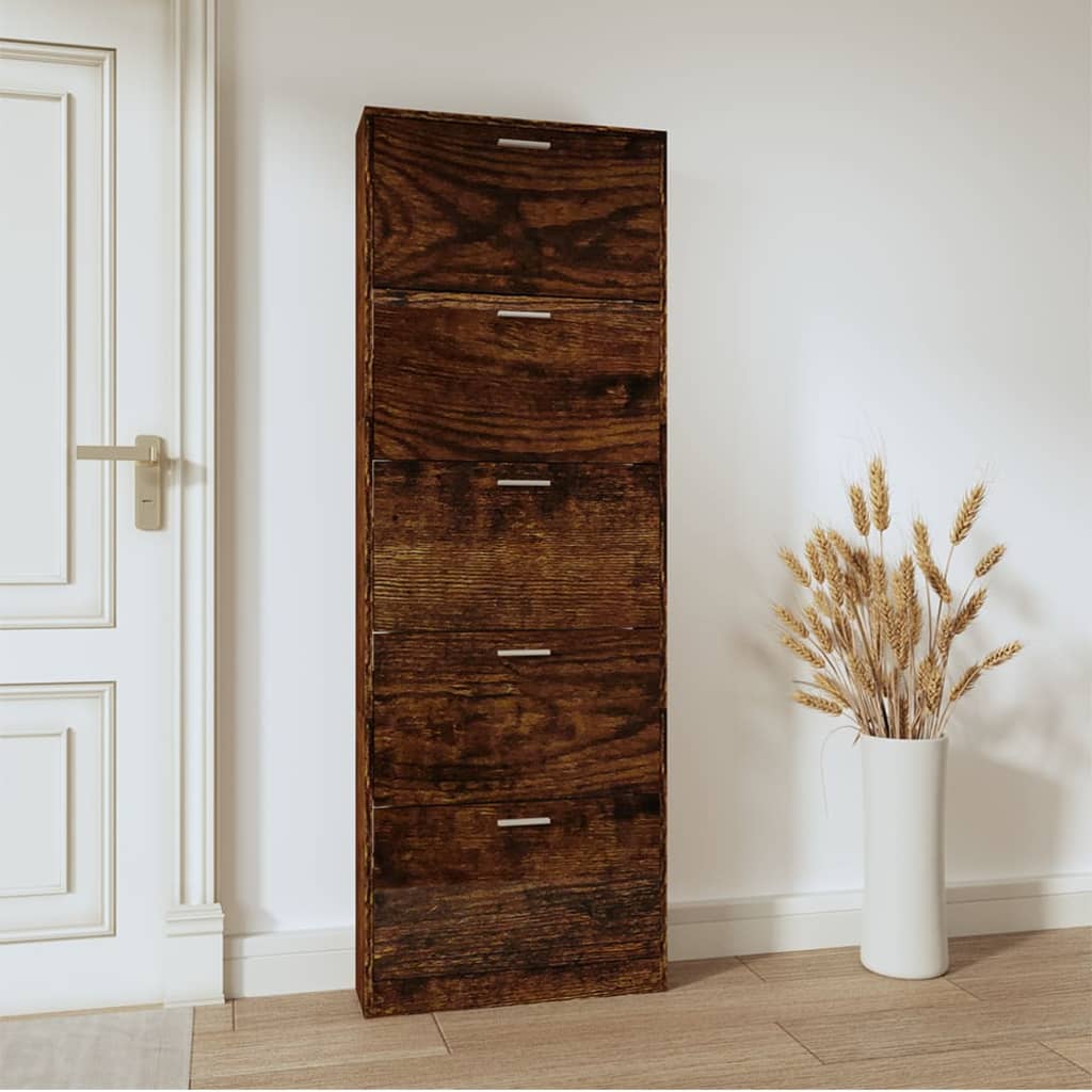 Skoskap røkt eik 59x17x169 cm konstruert tre