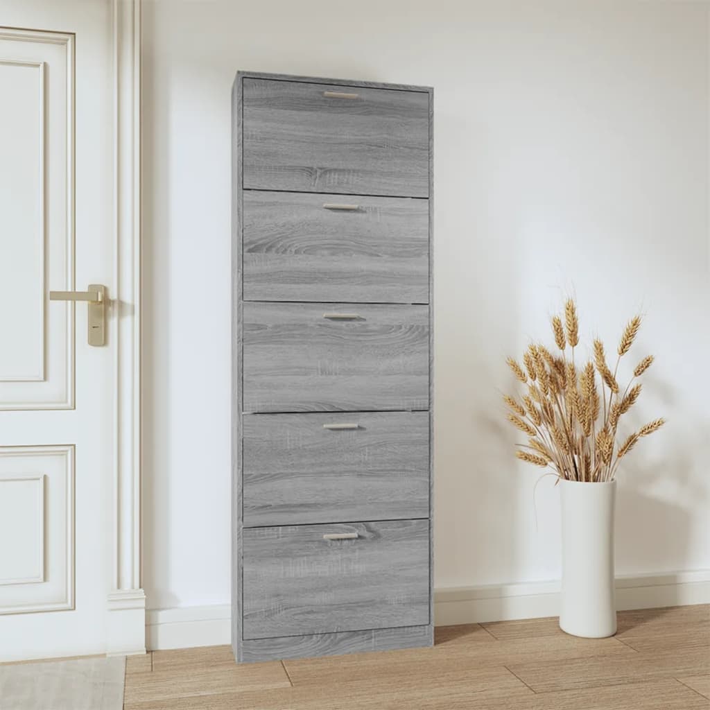 Skoskap grå sonoma 59x17x169 cm konstruert tre