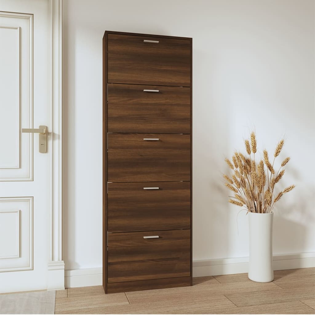 Skoskap brun eik 59x17x169 cm konstruert tre
