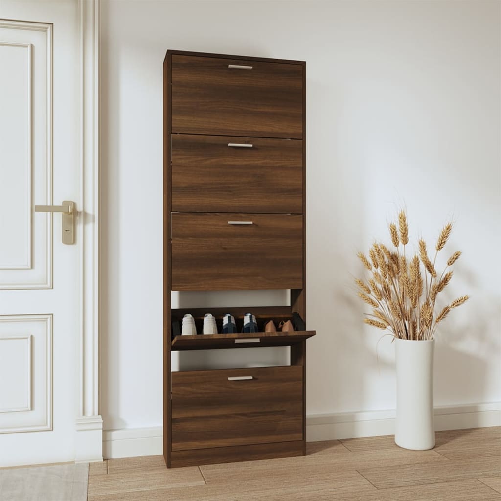 Skoskap brun eik 59x17x169 cm konstruert tre