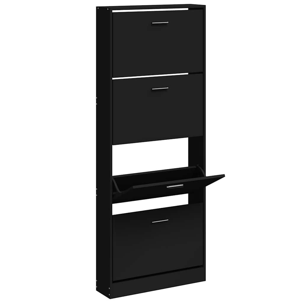 Skoskap svart 59x17x150 cm konstruert tre