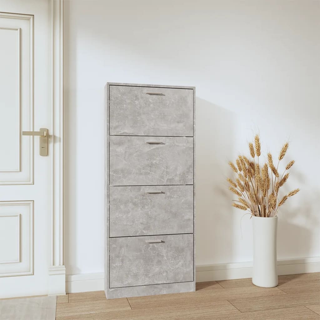 Skoskap betonggrå 59x17x150 cm konstruert tre