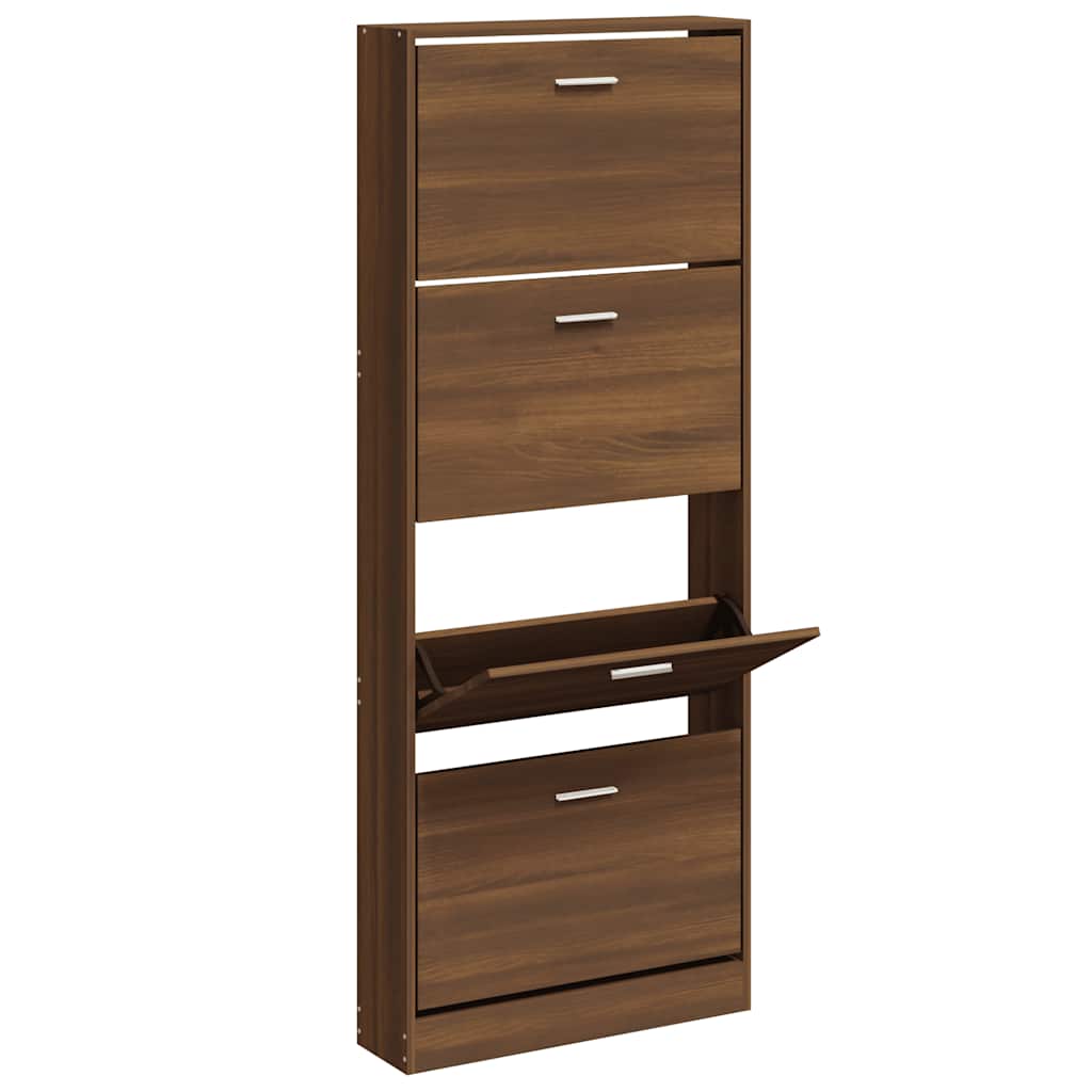 Skoskap brun eik 59x17x150 cm konstruert tre