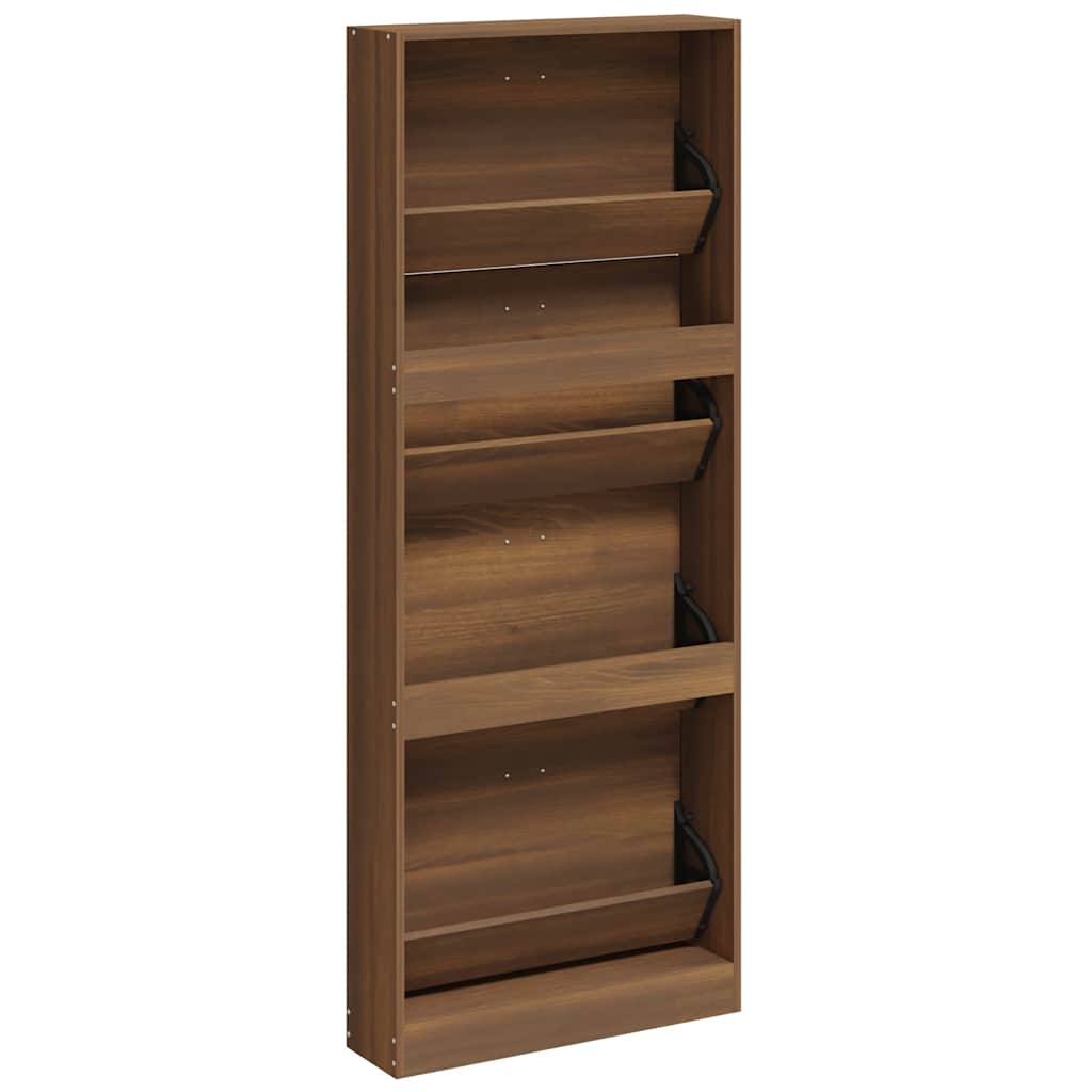 Skoskap brun eik 59x17x150 cm konstruert tre