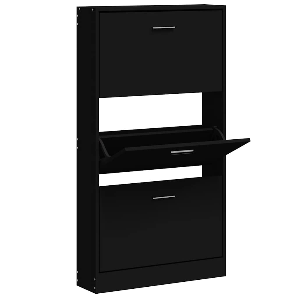 Skoskap svart 59x17x108 cm konstruert tre