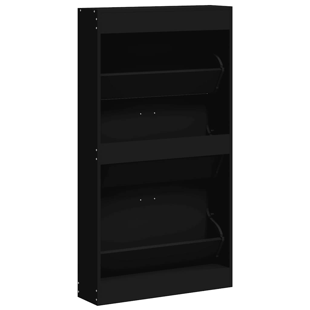Skoskap svart 59x17x108 cm konstruert tre
